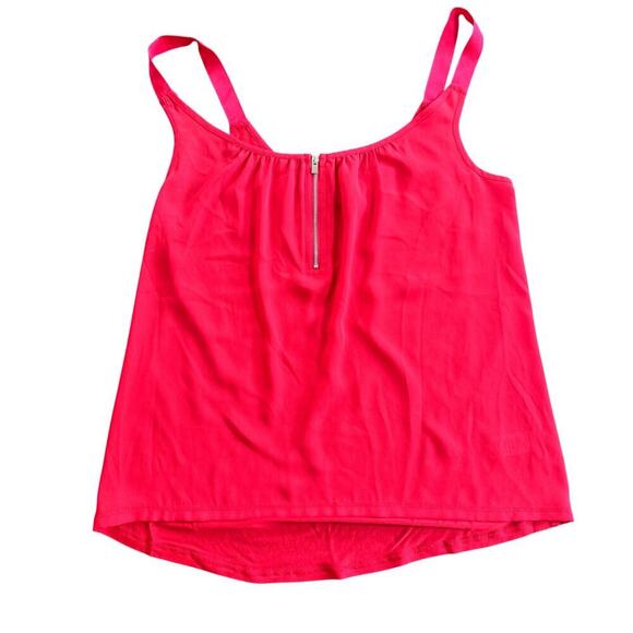 EXPRESS  Red Chiffon Lightweight Sleeveless Zipper Detail Top Blouse Sz XS - Picture 1 of 9